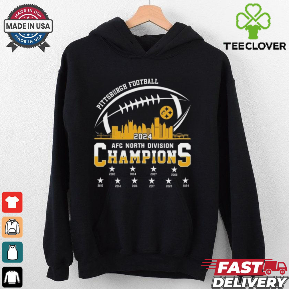 2024 Pittsburgh American Football AFC North Champions 2002 2024 Skyline Shirt 2024 Pittsburgh American Football AFC North Champions 2002 2024 Skyline Shirt