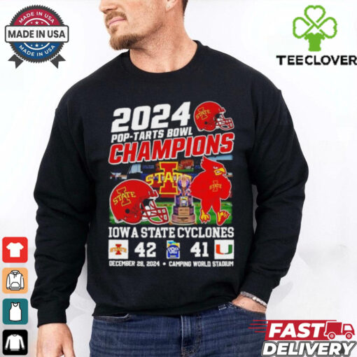 2024 Pop Tarts Bowl Champions Mascots Iowa State Cyclones vs Miami Hurricanes Camping World Stadium shirt