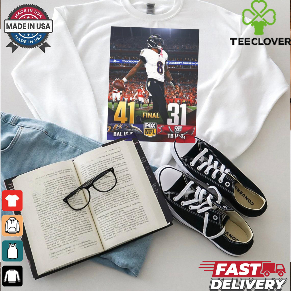 2024 Poster Baltimore Ravens 41 – 31 Tampa Bay Buccaneers The Ravens Get The W On The Road And Their 5th Straight Win t shirt 2024 Poster Baltimore Ravens 41 – 31 Tampa Bay Buccaneers The Ravens Get The W On The Road And Their 5th Straight Win t shirt