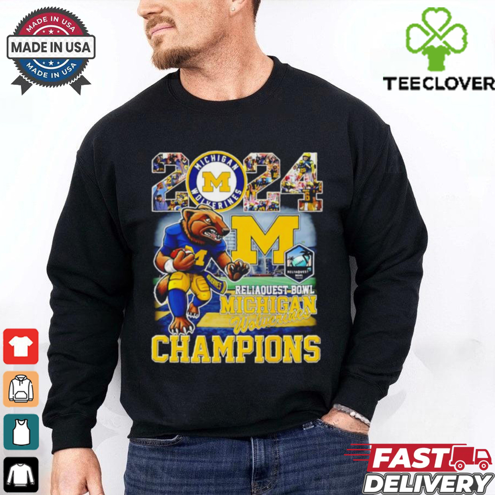 2024 Reliaquest Bowl Michigan Wolverines Mascot Champions Football Graphic shirt 2024 Reliaquest Bowl Michigan Wolverines Mascot Champions Football Graphic shirt
