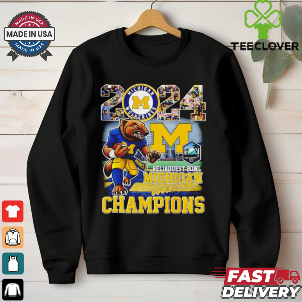 2024 Reliaquest Bowl Michigan Wolverines Mascot Champions Football Graphic shirt 2024 Reliaquest Bowl Michigan Wolverines Mascot Champions Football Graphic shirt