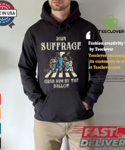 2024 Suffrage Grab Him By The Ballot Childless Cat Lady Kamala Harris Cat Walking Walking Abbey Road T shirt
