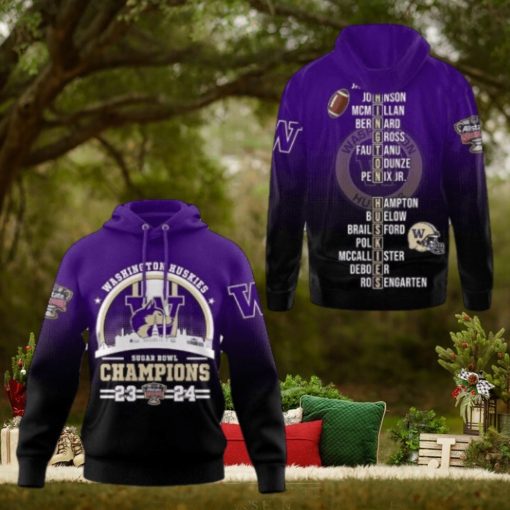 2024 Sugar Bowl Champions Washington Huskies Football 3D Hoodie