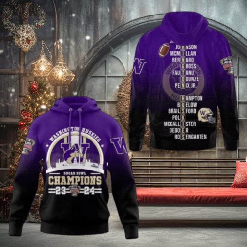 2024 Sugar Bowl Champions Washington Huskies Football 3D Hoodie