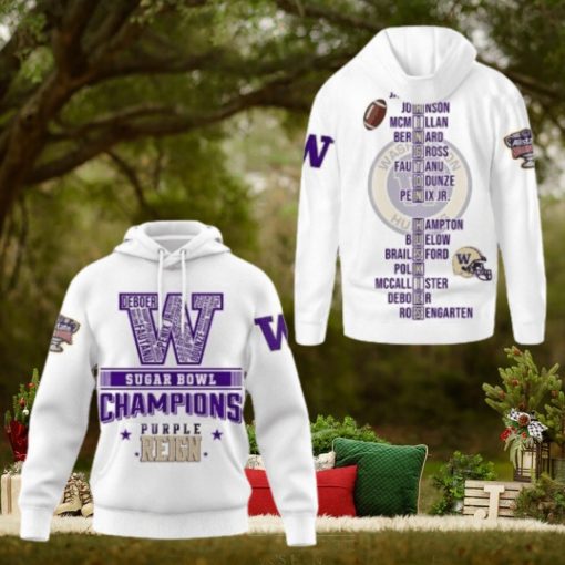 2024 Sugar Bowl Champions Washington Huskies Hoodie White Reign Hoodie 3D