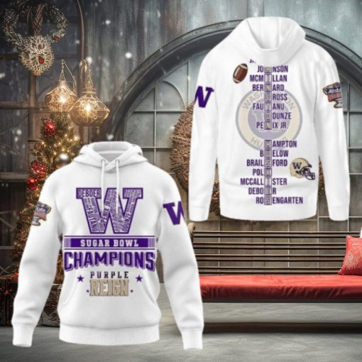 2024 Sugar Bowl Champions Washington Huskies Hoodie White Reign Hoodie 3D