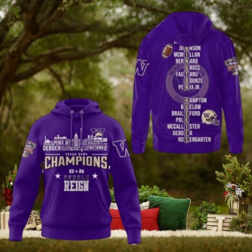 2024 Sugar Bowl Champions Washington Huskies Purple Reign Hoodie 3D