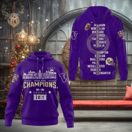 2024 Sugar Bowl Champions Washington Huskies Purple Reign Hoodie 3D