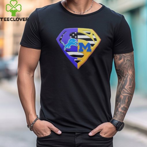 2024 Superman Logo Detroit Lions and Michigan Wolverines Shirt