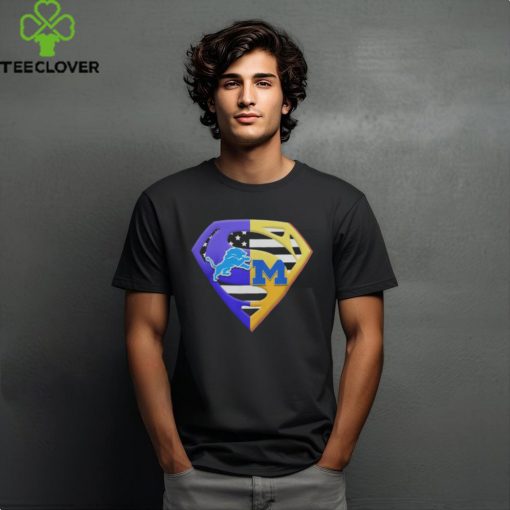 2024 Superman Logo Detroit Lions and Michigan Wolverines Shirt