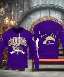 2024 Washington Huskies Sugar Bowl Champions Purple Reign Hoodie 3D