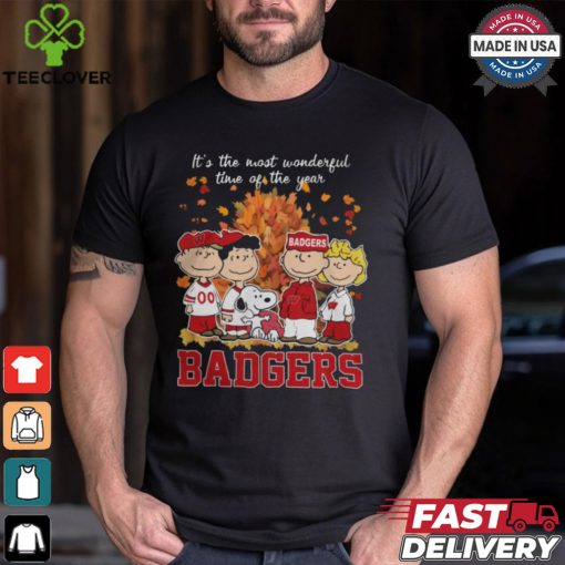 2024 Wisconsin Badgers x Peanuts Snoopy Is The Most Wonderful Time Of The Year Shirt