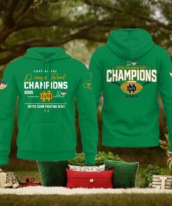 2025 Capital One Orange Bowl Champions Notre Dame Football Green Hoodie
