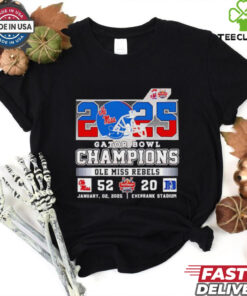 2025 Gator Bowl Champions Ole Miss Rebels helmet shirt