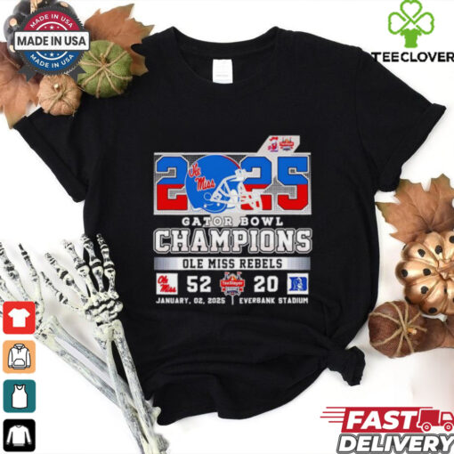 2025 Gator Bowl Champions Ole Miss Rebels helmet shirt