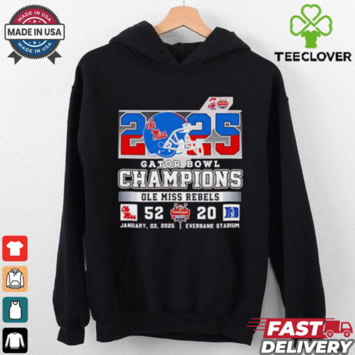 2025 Gator Bowl Champions Ole Miss Rebels helmet shirt
