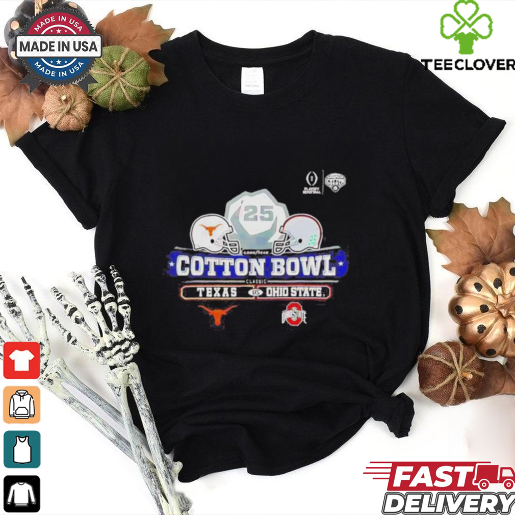 2025 Goodyear Cotton Bowl Texas Longhorns vs Ohio State Buckeyes Shirt 2025 Goodyear Cotton Bowl Texas Longhorns vs Ohio State Buckeyes Shirt
