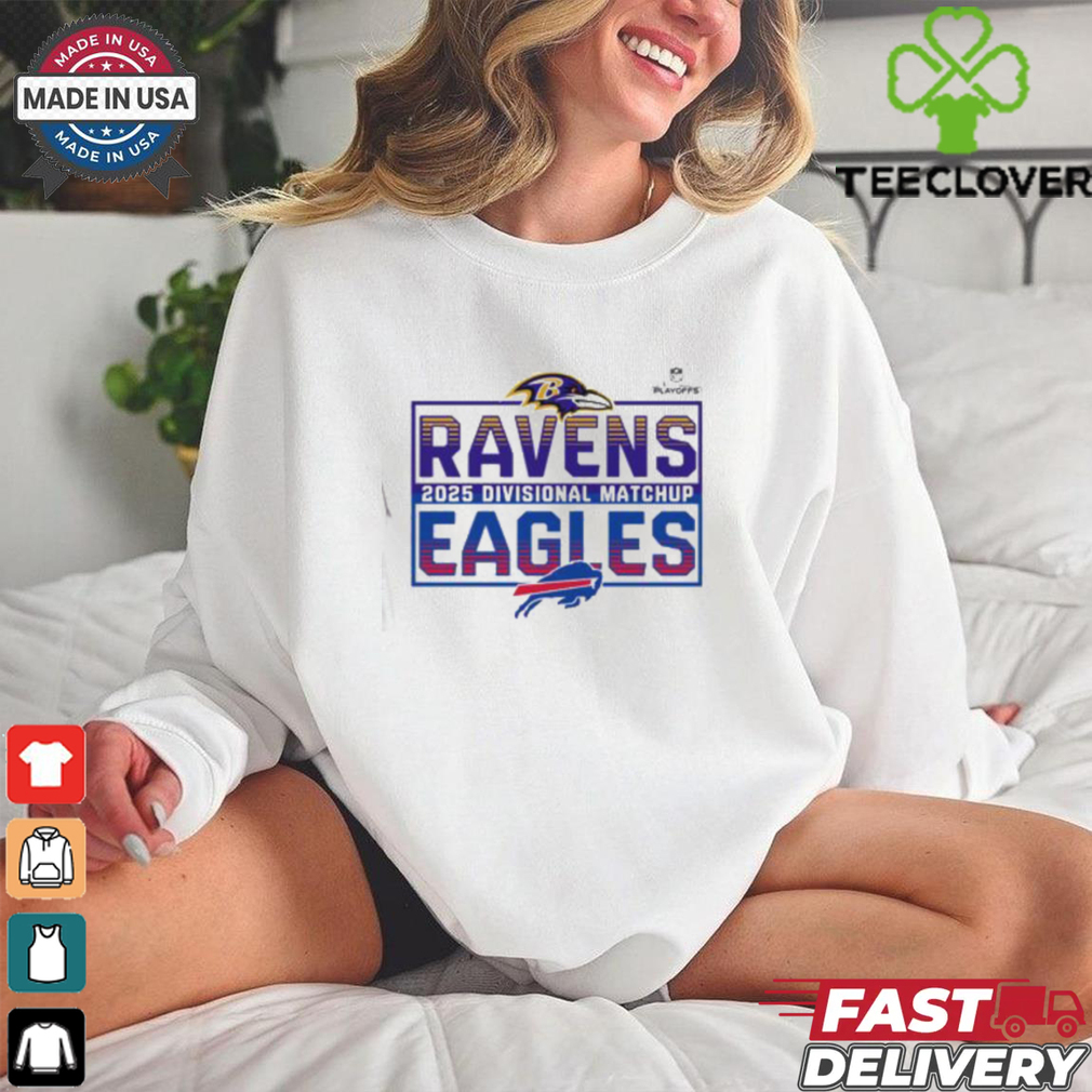 2025 NFL Playoffs Baltimore Ravens Head To Head Buffalo Bills 2025 Divisional Matchup T Shirt 2025 NFL Playoffs Baltimore Ravens Head To Head Buffalo Bills 2025 Divisional Matchup T Shirt