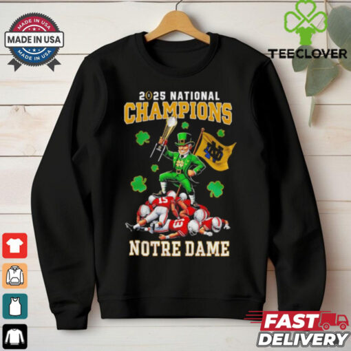 2025 National Champions Trophy Notre Dame Fighting Irish Mascot vs Ohio State Buckeyes Players Graphic shirt
