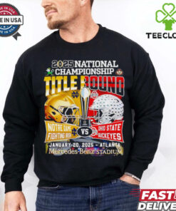 2025 National Championship title bound Notre Dame Fighting Irish vs Ohio State Buckeyes helmet shirt