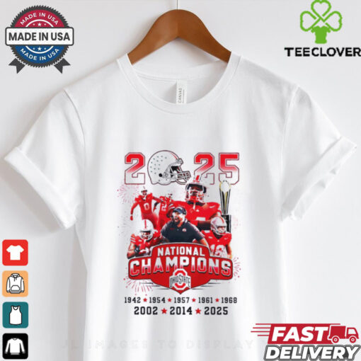 2025 National champions Ohio State Buckeyes team players trophy shirt