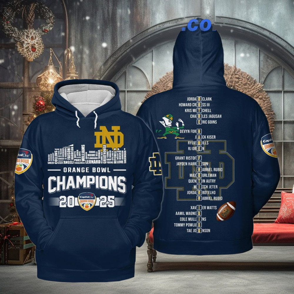 2025 Orange Bowl Champions Notre Dame Fighting Irish Hoodie 2025 Orange Bowl Champions Notre Dame Fighting Irish Hoodie