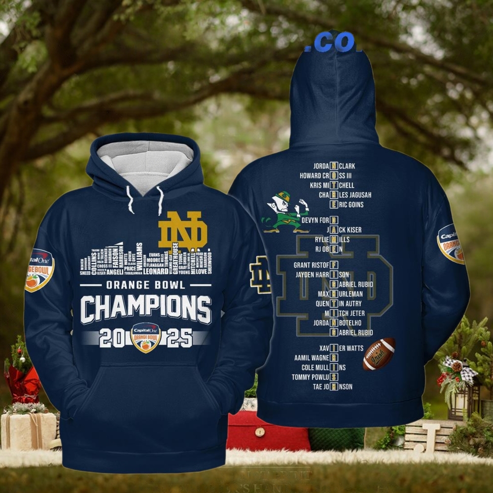 2025 Orange Bowl Champions Notre Dame Fighting Irish Hoodie 2025 Orange Bowl Champions Notre Dame Fighting Irish Hoodie