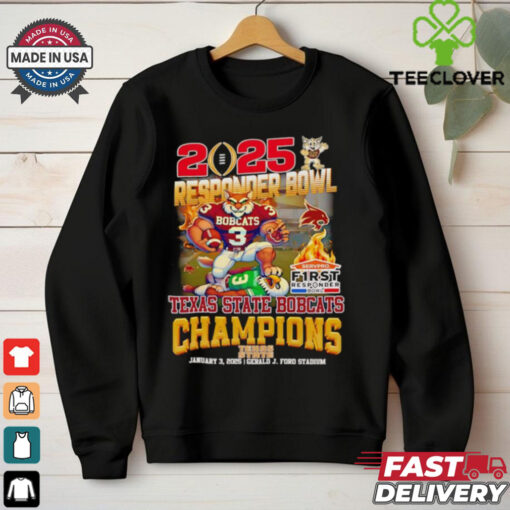2025 Responder Bowl Texas State Bobcats Champions mascot shirt