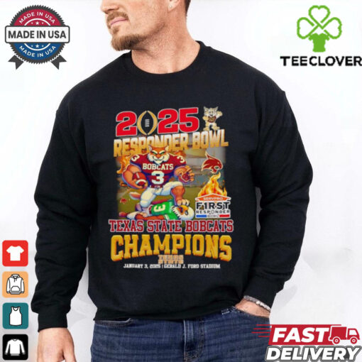 2025 Responder Bowl Texas State Bobcats Champions mascot shirt