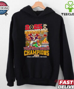 2025 Responder Bowl Texas State Bobcats Champions Mascot Shirt with a celebratory design featuring the Bobcats’ mascot, perfect for fans commemorating the team's victory in the Responder Bowl.
