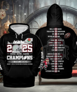 2025 Rose Bowl Game Champions Ohio State Buckeyes Black Hoodie T Shirt