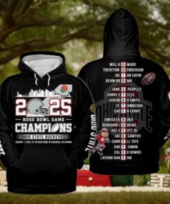 2025 Rose Bowl Game Champions Ohio State Buckeyes Black Hoodie T Shirt