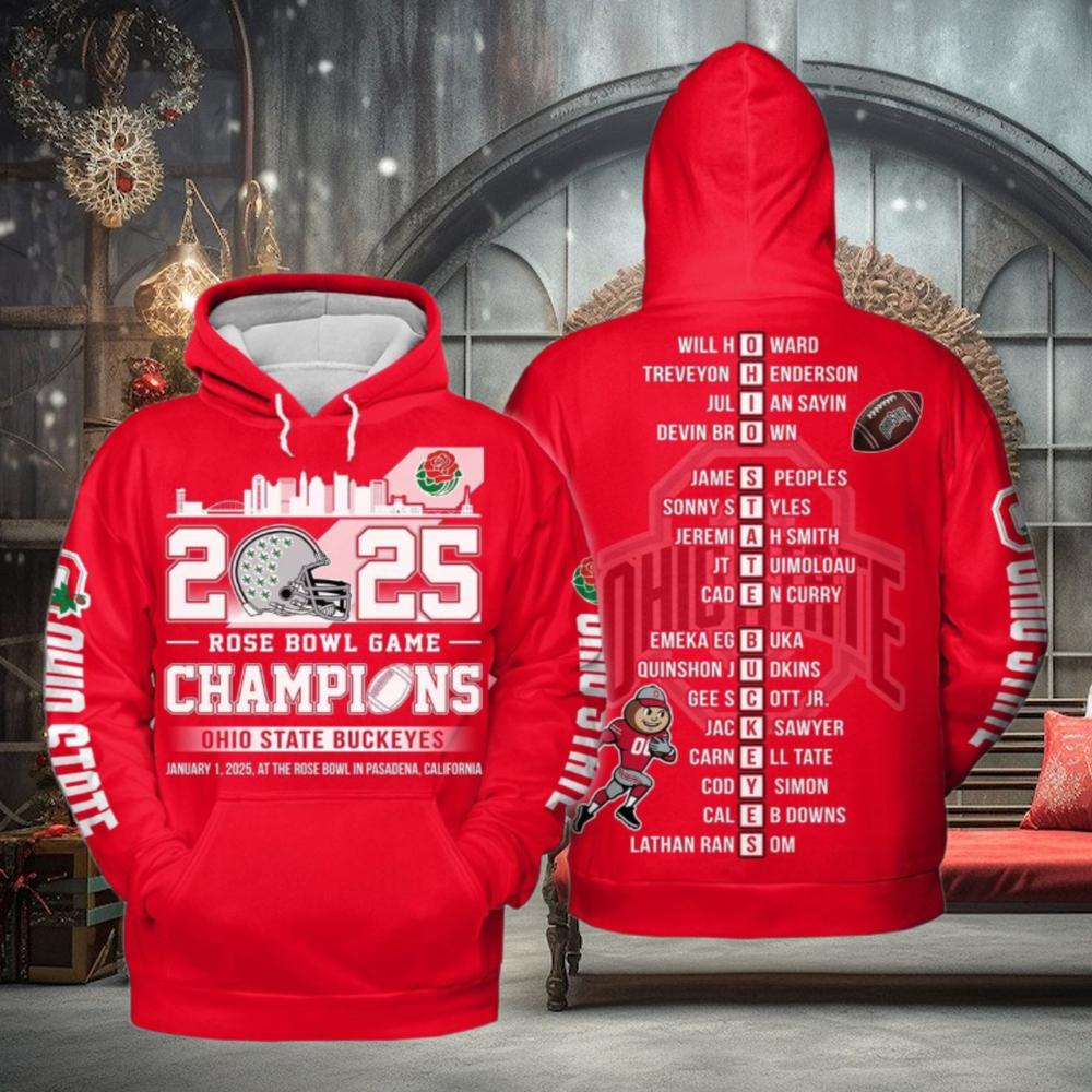 2025 Rose Bowl Game Champions Ohio State Buckeyes Hoodie T Shirt 2025 Rose Bowl Game Champions Ohio State Buckeyes Hoodie T Shirt