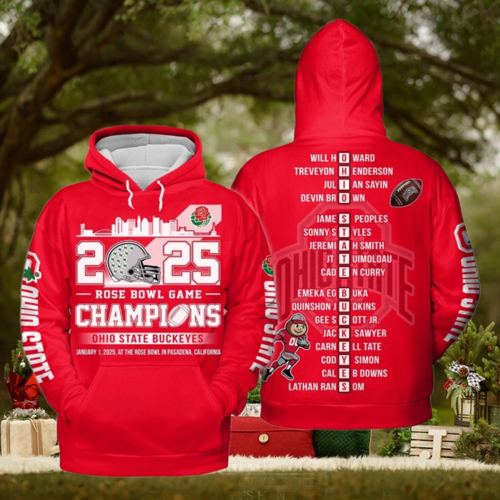 2025 Rose Bowl Game Champions Ohio State Buckeyes Hoodie T Shirt 2025 Rose Bowl Game Champions Ohio State Buckeyes Hoodie T Shirt