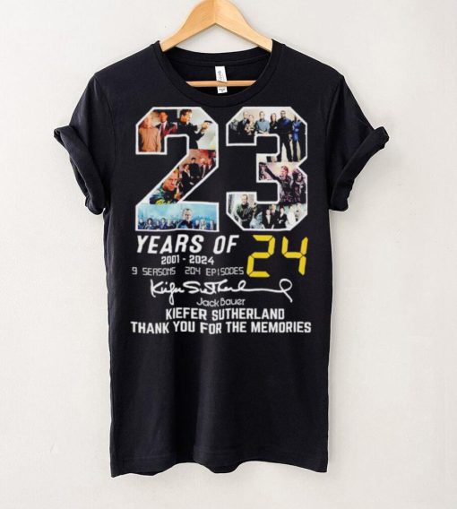 23 Years Of 2001 2024 Jack Bauer Kiefer Sutherland Signatures Thank You For The Memories T Shirt