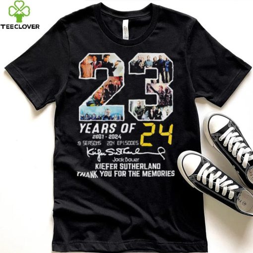 23 Years Of 2001 2024 Jack Bauer Kiefer Sutherland Signatures Thank You For The Memories T Shirt