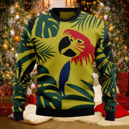 Parrot Tropical Leaf Ugly Christmas Holiday Sweater