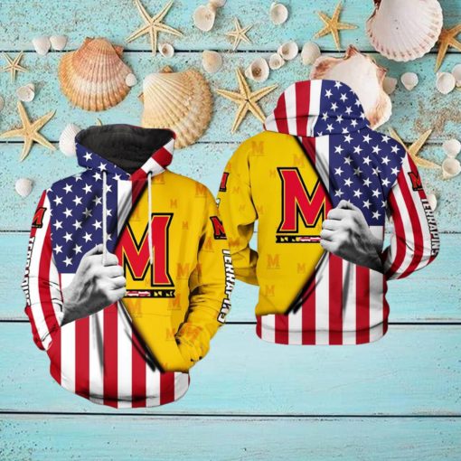 Maryland Terrapins NCAA US Flag 3D Printed Hoodie
