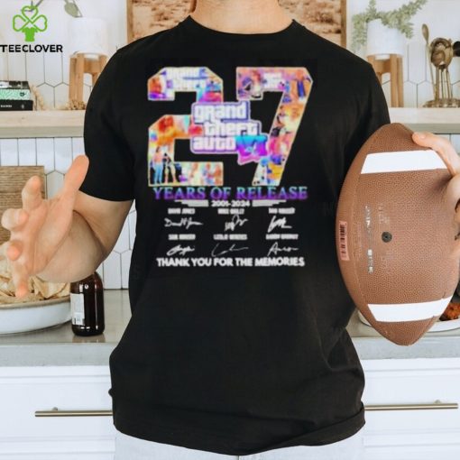 Grand Theft Auto VI 27 years of release 2001 2024 thank you for the memories shirt
