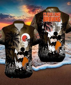 Cleveland Browns NFL Team Logo Baby Yoda Hawaiian Shirt