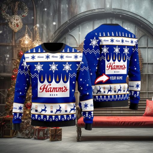 Funny Hamm’s Beer Ugly Christmas Sweater 3D Printed Men And Women Holiday Gift Custom Name Gift For Christmas