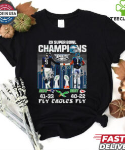 2X Champions 2017 2024 Eagles 44 Chiefs 22 Fly Eagles Fly Shirt