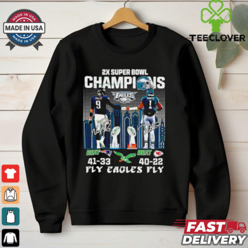 2X Champions 2017 2024 Eagles 44 Chiefs 22 Fly Eagles Fly Shirt