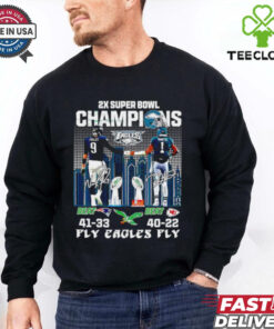 2X Champions 2017 2024 Eagles 44 Chiefs 22 Fly Eagles Fly Shirt