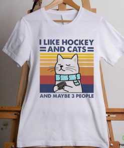 I like cats and hockey and maybe 3 people vintage shirt