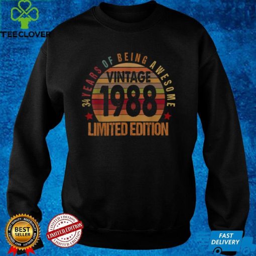 34 Year Old Gifts Vintage 1988 Limited Edition 34th Bday T Shirt