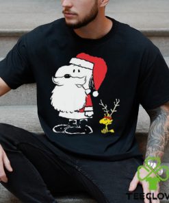 Holiday Snoopy Woodstock Antlers Santa Short Sleeve T Shirt, Peanuts Snoopy Santa Claus Woodstock Chritmas Tee