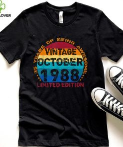 35 Years Old Vintage October 1988 Distressed 35th Birthday T Shirt