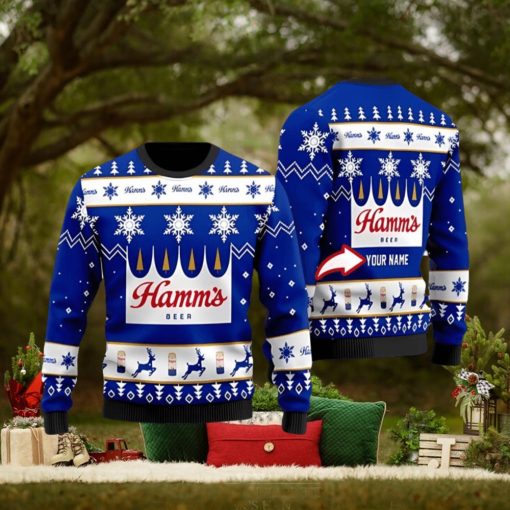 Funny Hamm’s Beer Ugly Christmas Sweater 3D Printed Men And Women Holiday Gift Custom Name Gift For Christmas