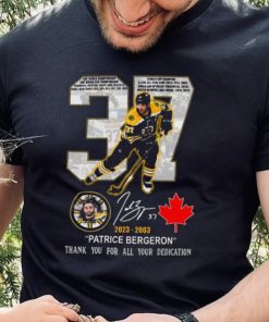 37 Patrice Bergeron 2023 2003 thank you for all your dedication signature shirt